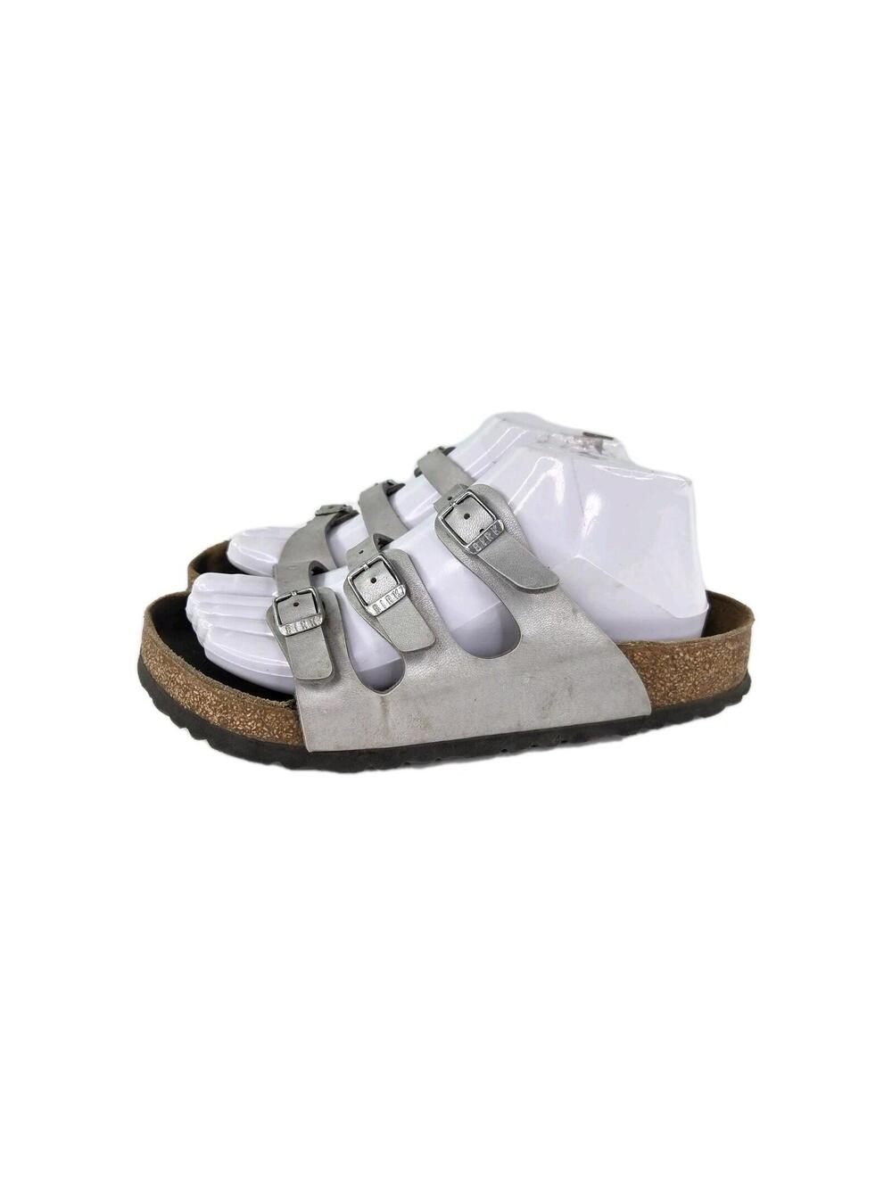 BIRKENSTOCK Florida Silver Metallic Sandals US 8 Birko-Flor 3 Buckles Slide Shoe